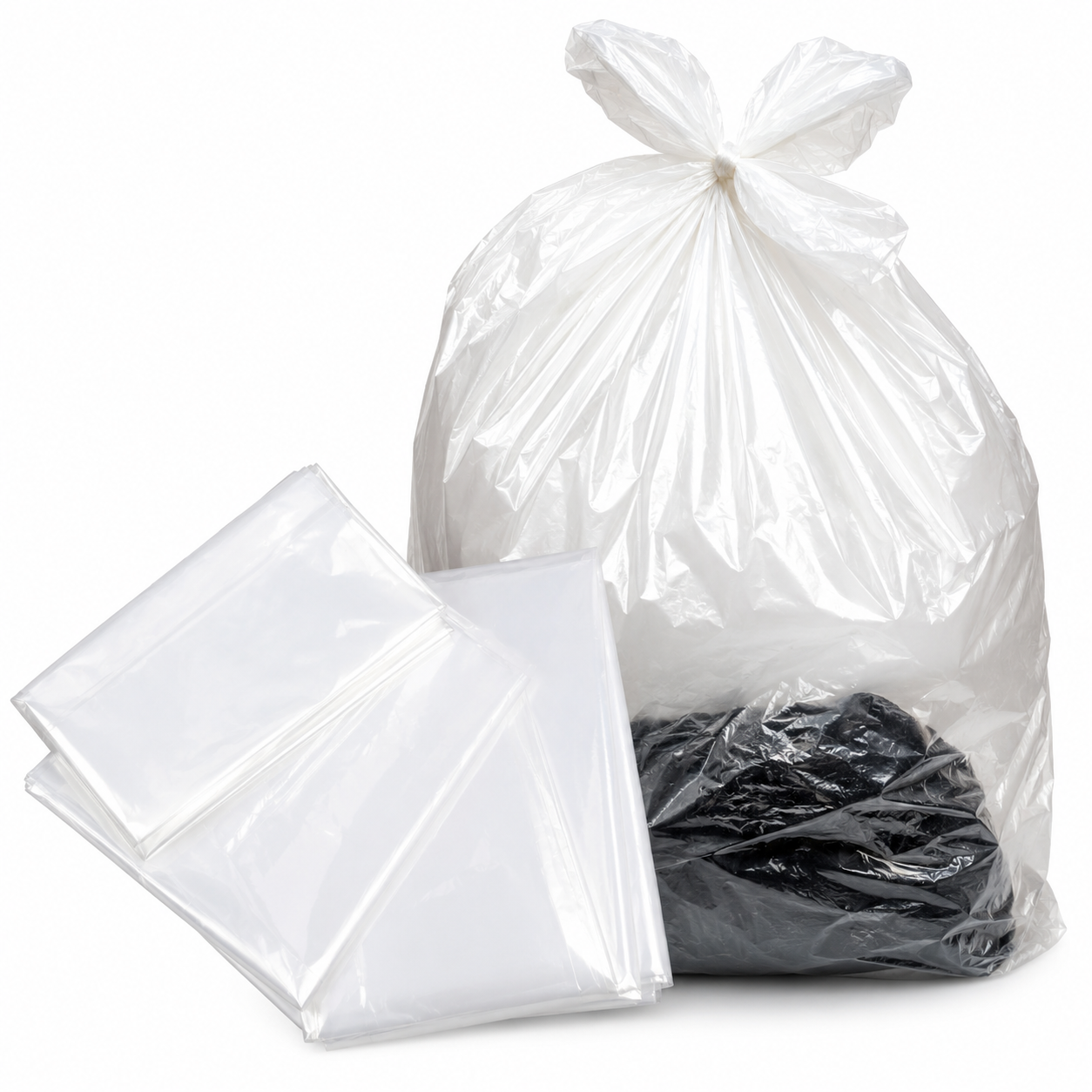 Bolsa de basura atada y pliegues detallados Bolsas Transparentes 100 x 120 cm - Imagen 1